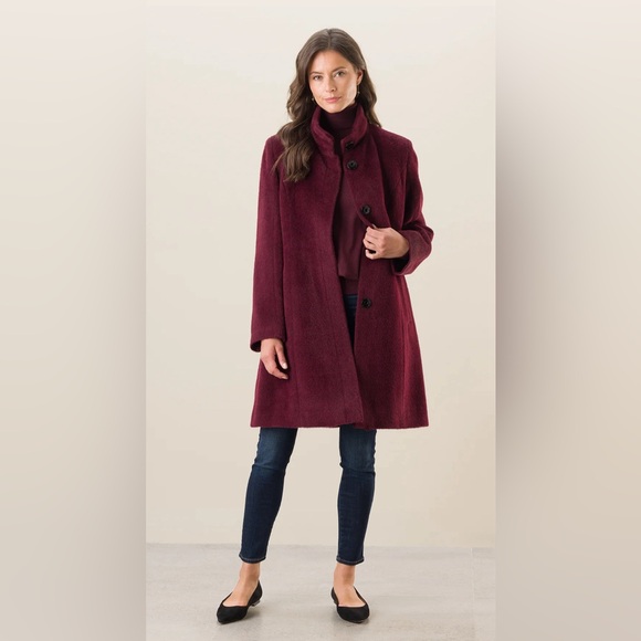 Sofia Cashmere Stand Collar Shaped Alpaca & Wool Blend Coat NWOT Size 14 - Picture 2 of 14